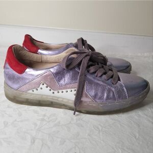 AS98 Metallic Purple Leather Star Sneakers
